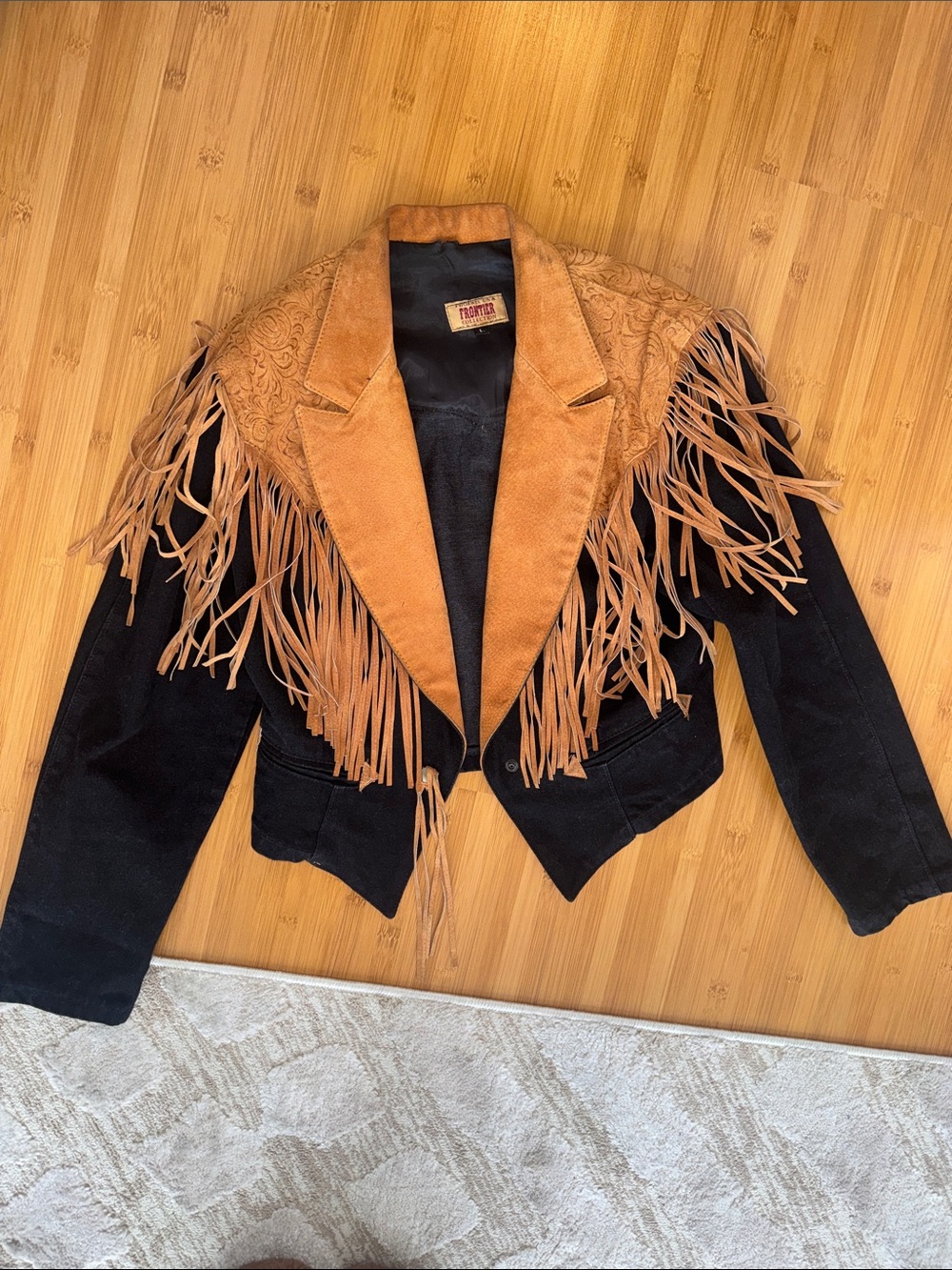 Vintage Fringe Suede Western Jacket - Tan/Black